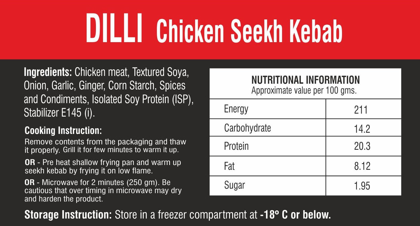Dilli Chicken Seekh Kebab (500gm)